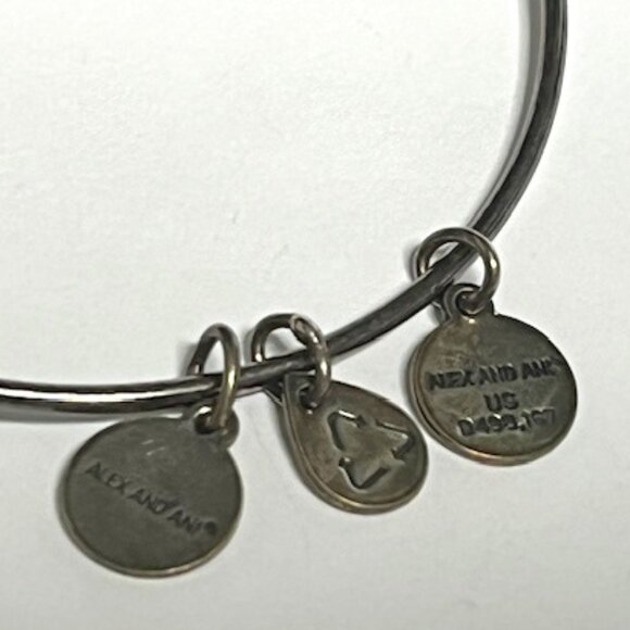 "Mom" Alex and Ani 2015 Flower Charm Adjustable Bangle Bracelet Silver Tone - Picture 5 of 11